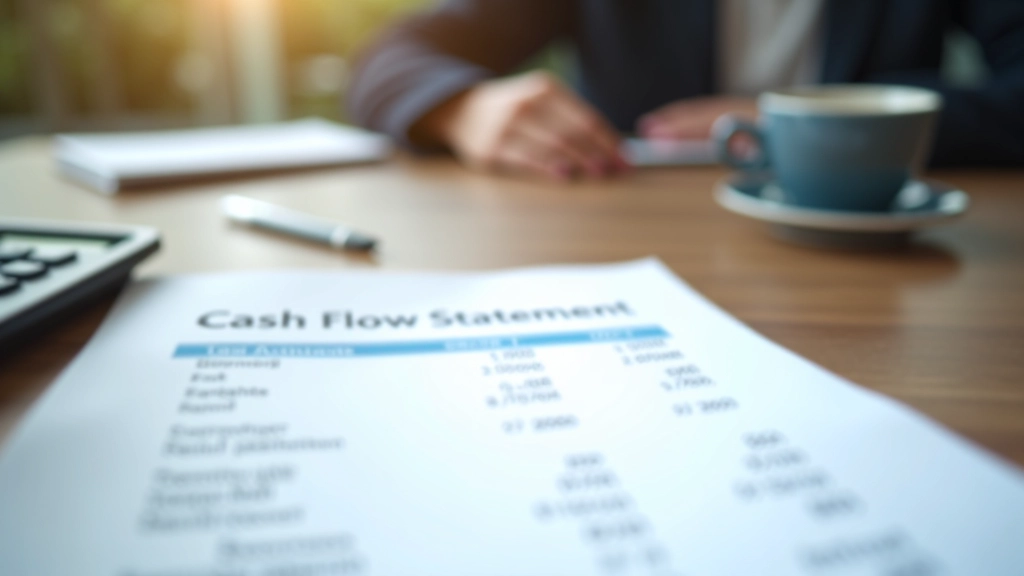 Cash flow statement printout with arrows showing money movement between categories