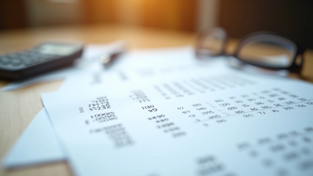 Close-up of financial statements with highlighted asset values and calculations